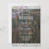 Invitation LeahG Purple WISTERIA Rustic Lace Mariage (Devant)