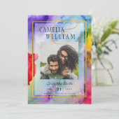 Invitation LeahG Rainbow Pride Mariage d'encre PHOTO Date de (Debout devant)