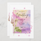 Invitation LeahG Rose Calla Lily Mariage floral Inviter allin (Devant / Derrière)