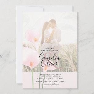 Invitation LeahG Rose Calla Lily PHOTO Overlay Mariage Invite