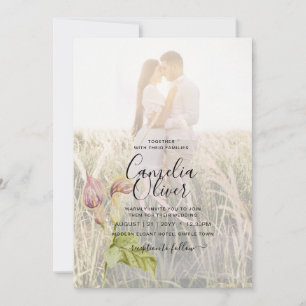 Invitation LeahG Rose Calla Lily PHOTO Overlay Mariage Invite