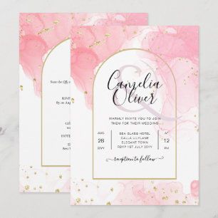 Invitation LeahG ROSE OR ENCRE Mariage Abstrait INVITE
