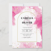 Invitation LeahG ROSE OR ENCRE Mariage Abstrait INVITE (Devant)