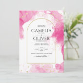 Invitation LeahG ROSE OR ENCRE Mariage Abstrait INVITE (Debout devant)