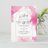 Invitation LeahG ROSE OR ENCRE Mariage Abstrait INVITE (Debout devant)