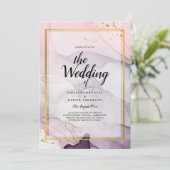 Invitation LeahG Rose violet lavande Or ENCRE de mariage INVI (Debout devant)