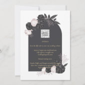 Invitation LeahG Roses rose gris moderne Automne d'hiver Mari (Dos)