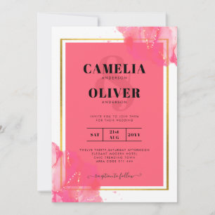 Invitation LeahG Saumon PINK GOLD WEDDING Encre à alcool