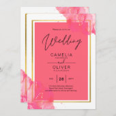 Invitation LeahG Saumon PINK OR MARIAGE alcool encre (Devant / Derrière)