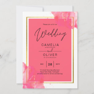 Invitation LeahG Saumon PINK OR MARIAGE alcool encre
