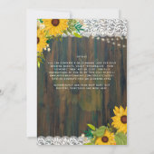 Invitation LeahG Sunflowers Mariage Dentelle en bois rustique (Dos)