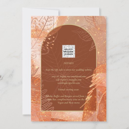 Invitation LeahG Terracotta Gold Automne Mariage de automne I (Dos)