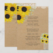 Invitation LeahG Tournesols Messe Nuptiale Mariage catholique (Devant / Derrière)