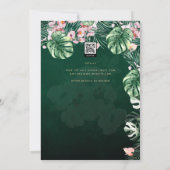 Invitation LeahG Tropical Green rose Mariage de feuille flora (Dos)