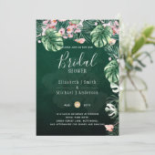 Invitation LeahG Tropical Green rose Mariage de feuille flora (Debout devant)