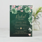 Invitation LeahG Tropical Green rose Mariage de feuille flora (Debout devant)