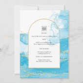 Invitation LeahG Turquoise Gold Aqua Blue Wedding INVITE (Dos)