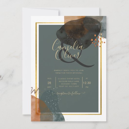 Invitation Leahg TURQUOISE TONNES DE TERRE MARIAGE INVITE QR (Devant)