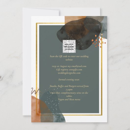 Invitation Leahg TURQUOISE TONNES DE TERRE MARIAGE INVITE QR (Dos)