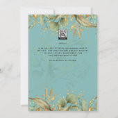 Invitation LeahG Verdure Verre Mer Turquoise Gold Mariage Inv (Dos)