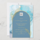 Invitation LeahG Verre de mer Encre d'or Aqua Blue Wedding IN (Dos)