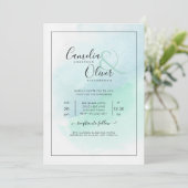 Invitation LeahG Verre de mer Turquoise Turquoise Bleu Mariag (Debout devant)