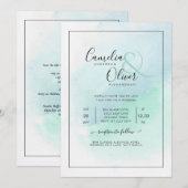 Invitation LeahG Verre de mer Turquoise Turquoise Bleu Mariag (Devant / Derrière)
