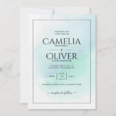 Invitation LeahG Verre de mer Turquoise Turquoise Bleu Mariag (Devant)