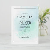 Invitation LeahG Verre de mer Turquoise Turquoise Bleu Mariag (Debout devant)