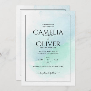 Invitation LeahG Verre de mer Turquoise Turquoise Bleu Mariag