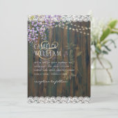 Invitation LeahG WISTERIA Violet Mariage au Lacet Rustique (Debout devant)