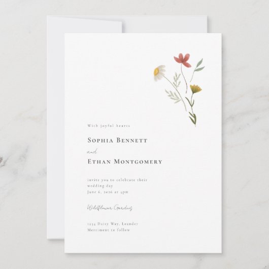 Invitation Leander Rustic Fleur sauvage Boho Floral Mariage (Devant)