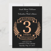 Invitation Leather 3 ans mariage anniversaire (Devant)
