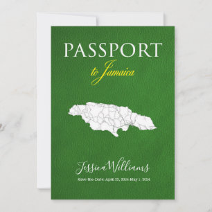 Invitation Leather Jamaica Passport Enregistrer la date
