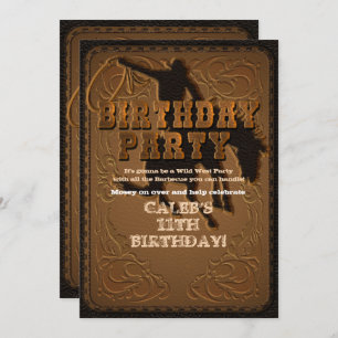 Invitation Leather Western Wild West Cowboy fête d'anniversai