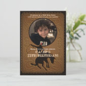 Invitation Leather Western Wild West Cowboy Photo Anniversair (Debout devant)