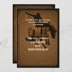 Invitation Leather Western Wild West Cowboy UN 1er anniversai