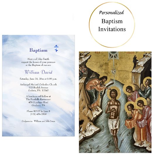 Invitation L'eau des puits du salut Baptême orthodoxe