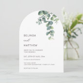 Invitation Leaves Greenery Watercolor Flowers Modern Arch (Debout devant)