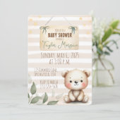Invitation Leaves Watercolor Teddy Bear (Debout devant)