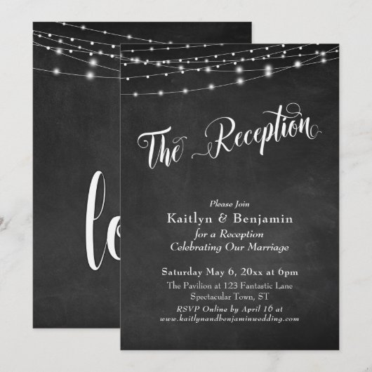 Invitation L'éclairage en forme de guirlande et typographie d (Devant / Derrière)
