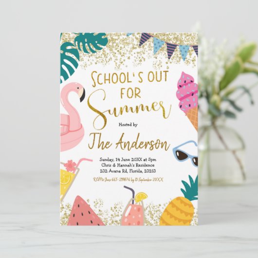 Invitation L'école est prête pour l'été (Debout devant)