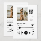 Invitation Lecteur de musique couple personnalisé code q r te (Devant / Derrière)