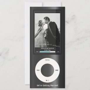 Invitation Lecteur de musique MP3 noir pour mariage