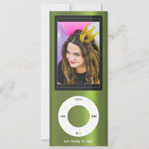 Invitation Lecteur de musique MP3 vert pour anniversaire