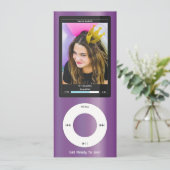 Invitation Lecteur de musique MP3 Violet II pour anniversaire (Debout devant)