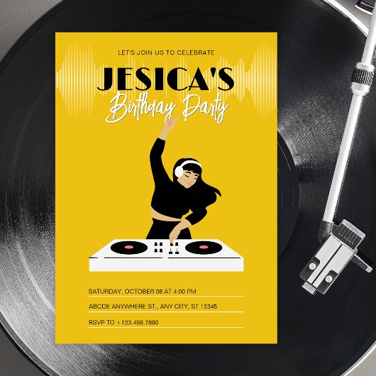Invitation Lecteur de musique Yellow dj
