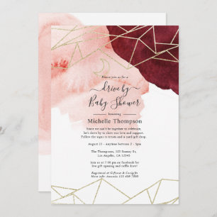 Invitation Lecteur Géométrique Burgundy Blush Par Douche