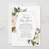 Invitation Lecteur Géométrique Floral Or Par Douche (Devant)