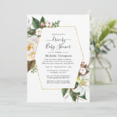 Invitation Lecteur Géométrique Floral Or Par Douche (Debout devant)